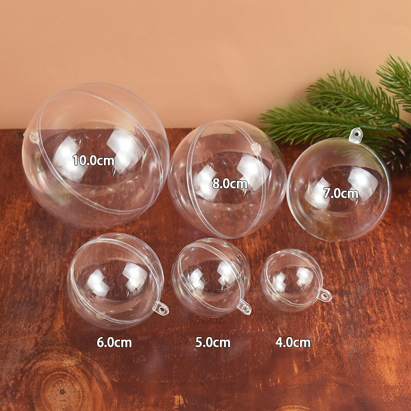 Рождественский прозрачный шар 4-10 см, пластиковые наполняемые елочные подвесные украшения, украшения для дома