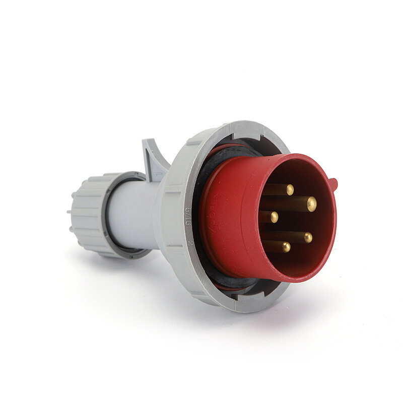 RED color cee 5in industrial male 32A 380V 0252 PCE IP67 mobile plug fast connector