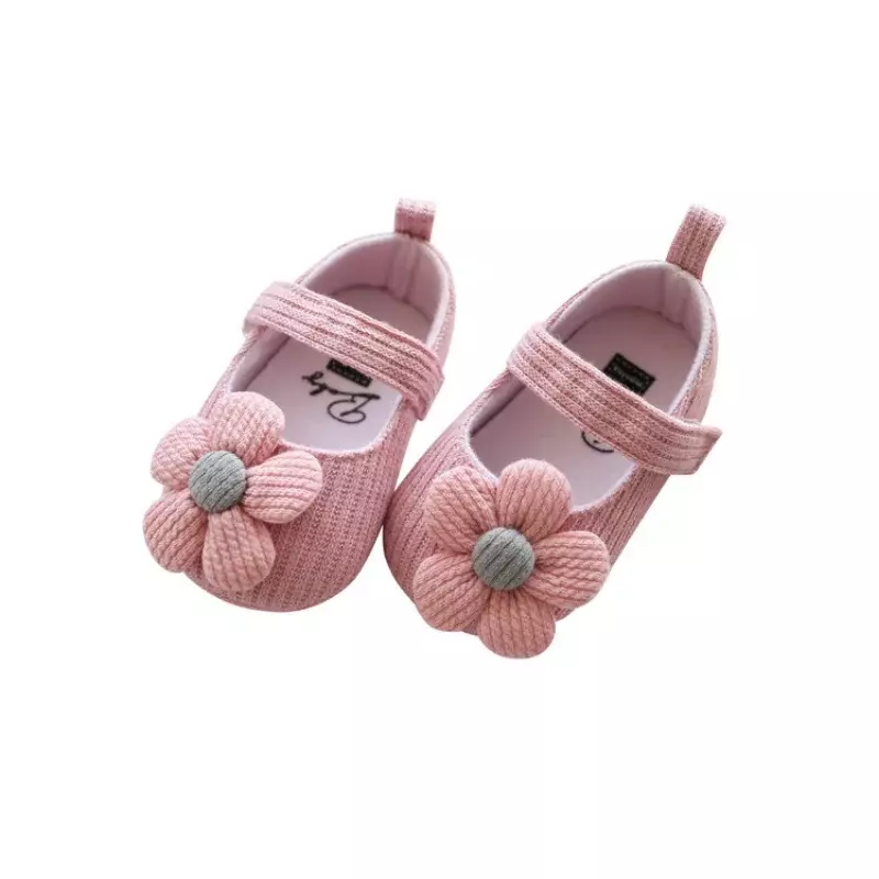 Sapatos infantis de princesa de sola macia, sapatos de bebê feminino de lã, sapato bonito, flor confortável, 0-1 ano de idade