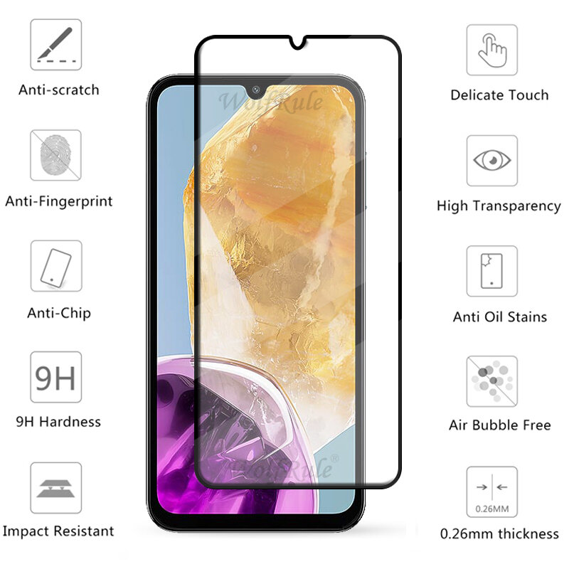 6-in-1 For Samsung M15 Glass Samsung Galaxy M15 5G Tempered Glass Full Cover Glue 9H Screen Protector Samsung M15 5G Lens Glass