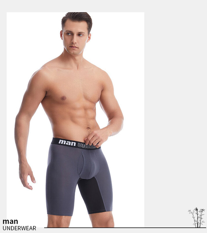 Men's Underpants Boxer Shorts Mid Waist Bamboo Fiber Boxers Plus Size 5XL 6XL 7XL  Open Crotch Long Boxer Cotton Men Underwear