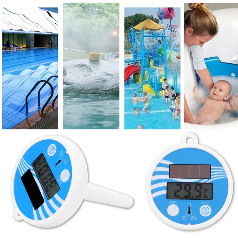 Therye.com numérique flottant pour piscine, mini degré, facile à lire, eau, ABS pour piscine extérieure et intérieure, bain à remous, 2 pièces