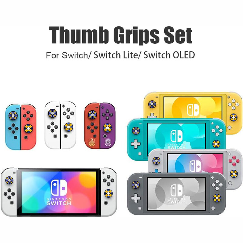 4pcs Cartoon Silicone Analog Thumb Grip Caps Compatible with Nintendo Switch OLED/Switch Lite/Switch Joystick Protective Cover