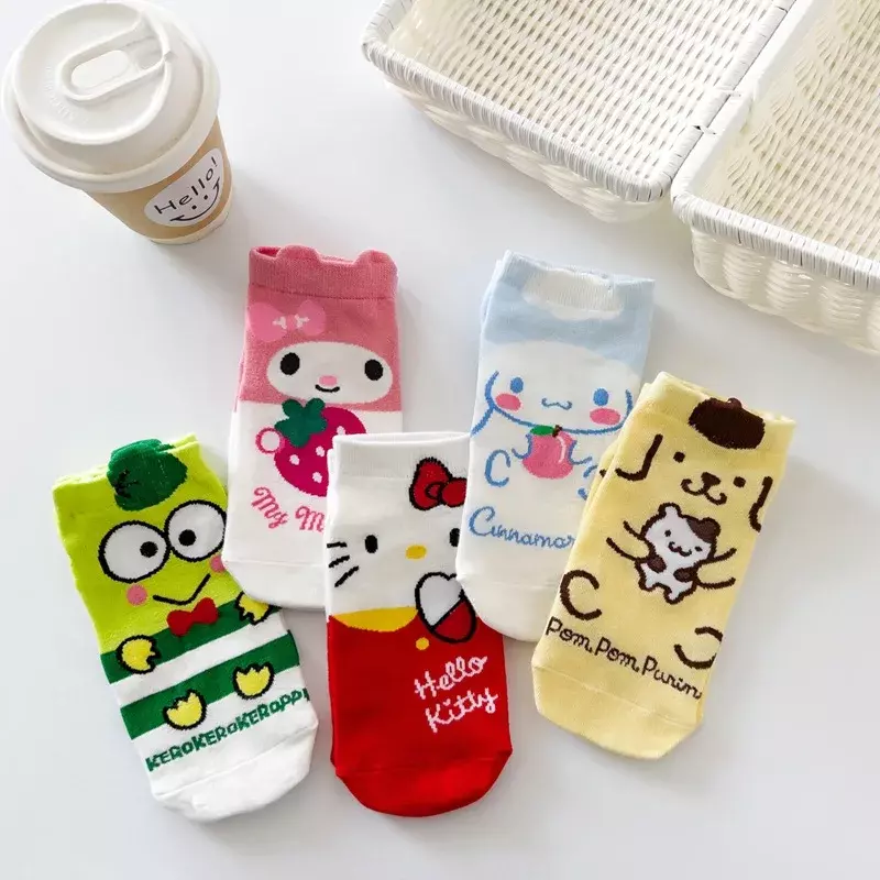 1 Paar Kawaii Sanrio Hallo Kitty meine Melodie Cinna moroll Cartoon Boot Socken lüften kurze Socken dünne Baumwolle Weihnachts mädchen Geschenk