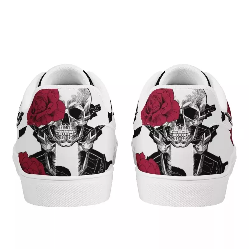 Кроссовки мужские из ПУ кожи, повседневная обувь на плоской подошве, с рисунком черепа розы, брендовые дизайнерские, на осень