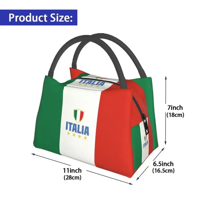 Bendera Italia tas makan siang terisolasi untuk wanita pendingin termal portabel kotak makan siang Rumah Sakit kantor