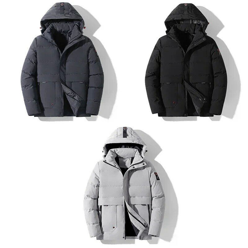 2023 Winter Men Fashion Casual Thicken Windproof Hooded Parkas Male Warm Comfortable Detachable Hat Men's Jackets Clothing Coat
