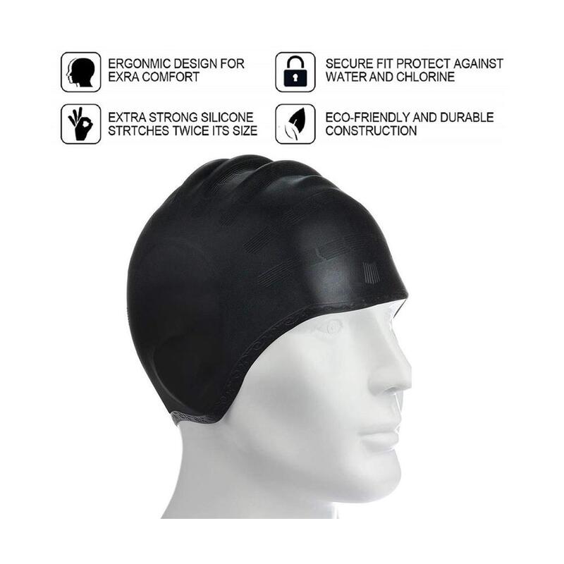 Bonnet de natation en silicone pour hommes et femmes, protection des oreilles, cheveux longs, grand bonnet de plongée, imperméable, bonnet de piscine