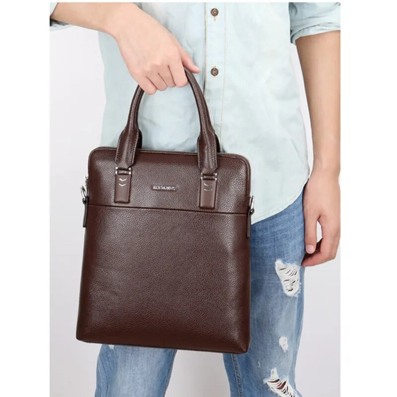 Borsa da uomo verticale Vintage con cerniera borsa in pelle di alta qualità borsa a tracolla Casual per uomo