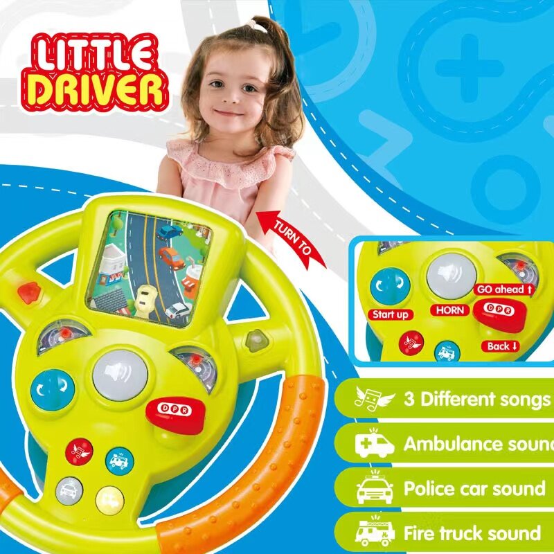 Brinquedos sonoros, artefato de coaxing do bebê, simulação de condução trolly simulação volante 1-5 anos de idade brinquedo do presente das crianças