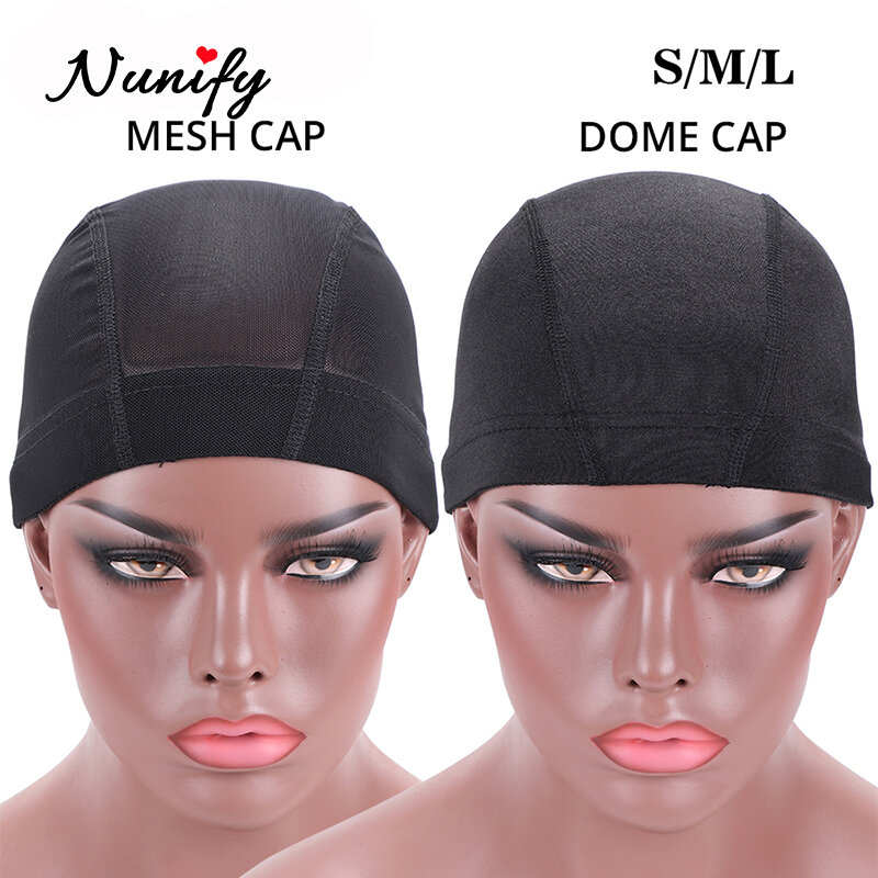 10Pcs Breathable Mesh Cap For Wigs Making Black Dome Cap Wholesale Weaving Cap Elastic Nylon Wig Caps S M L Size Wig Accessories
