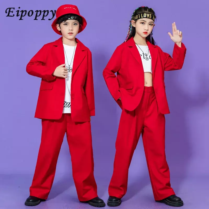 Детская модная одежда в стиле хип-хоп, детское платье для выступлений, костюм для джазовых танцев для девочек, костюм для мальчиков Poppin