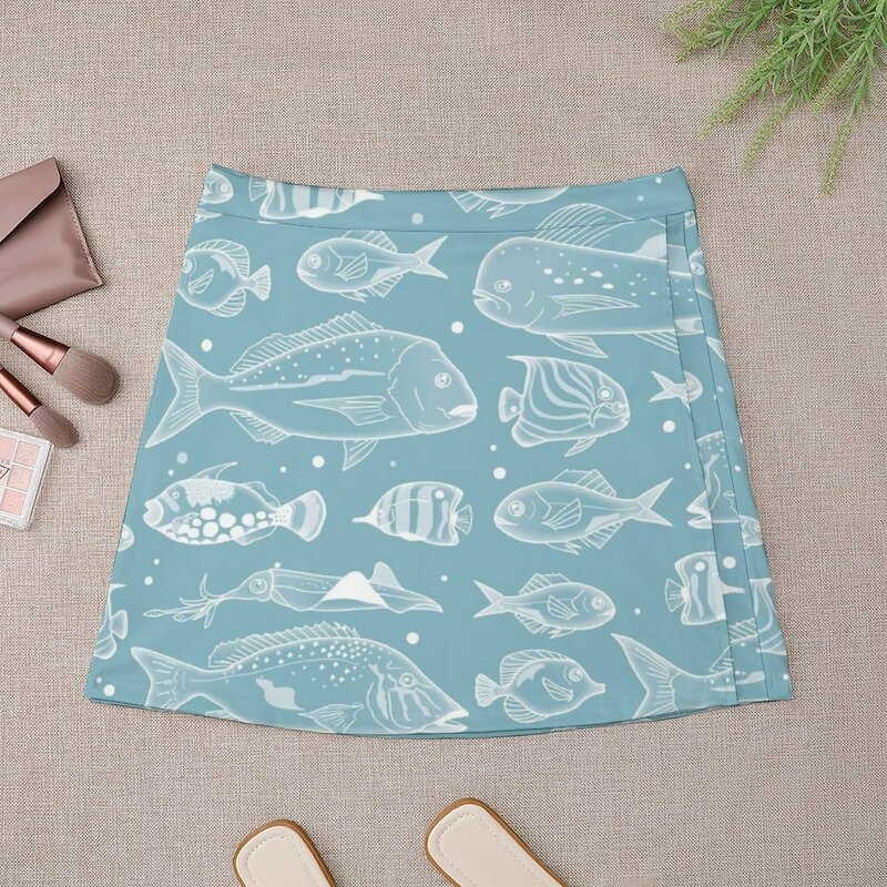 바다 물고기 패턴 미니 스커트, 한국 스타일 의류, 여성 2023
