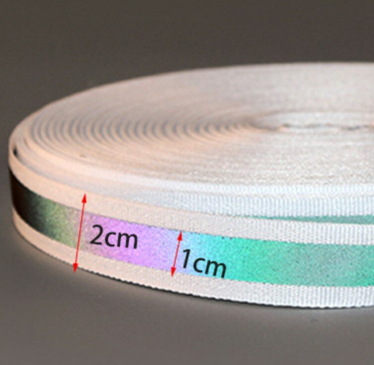 5 Yard Strip Kain DIY Anyaman Reflektif Pelangi untuk Kerajinan Jahit Buatan Tangan Garmen Pita Lebar 2Cm