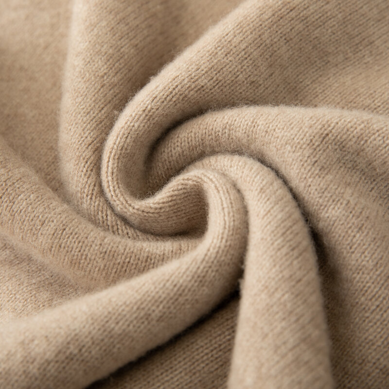Pulôver de zíper de gola alta masculino, suéter sólido, blusa simples e elegante 100% caxemira, nova para outono, inverno