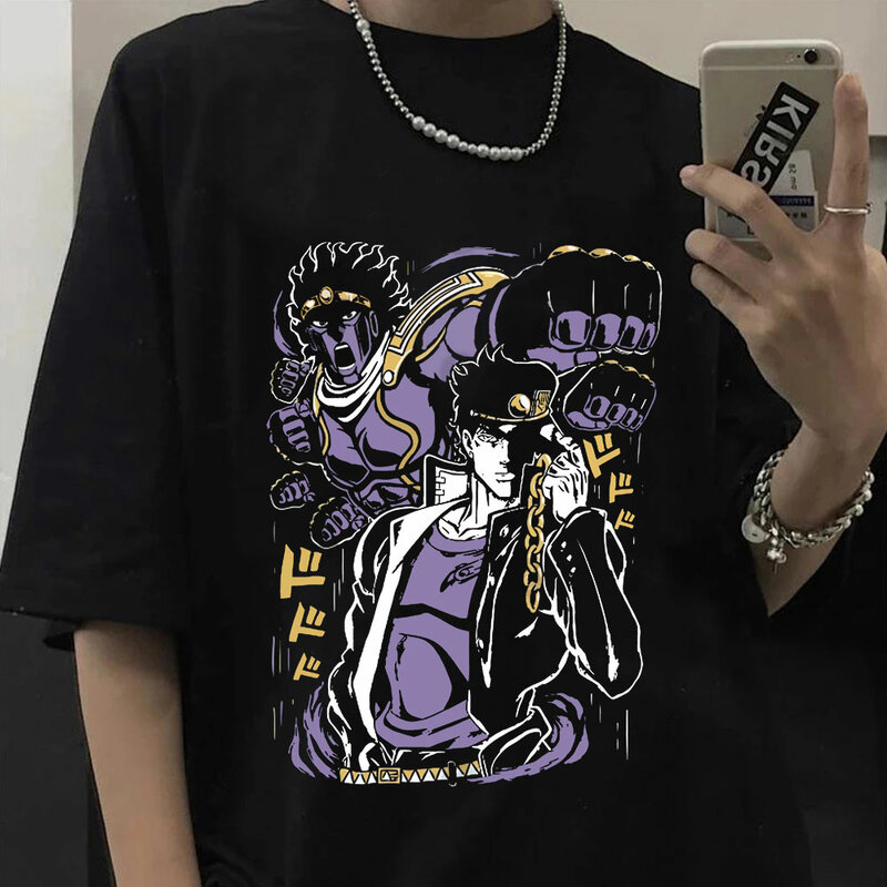 Camiseta de Jojo Bizarre Adventure para hombre y mujer, camisa con estampado de Jotaro Star Platinum, Manga corta, informal, a la moda