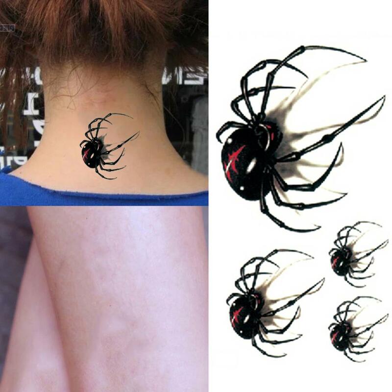 Pegatina de tatuaje temporal extraíble impermeable, calcomanía de arte corporal, patrón de araña