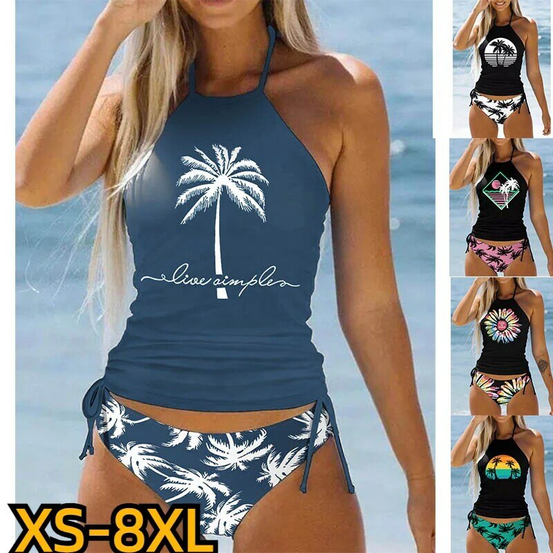 2023 Swimwear Tankiny Two Piece Beach Suit Fashion Sexy Swimwear Summer Tankini Women's Beach Swimwear Fashion Print Tankini