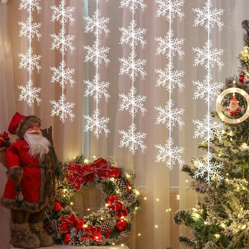 15st Grote Kerst Sneeuwvlokken Ornamenten Kerstboom Opknoping Glitter Sneeuwvlok Decoratie Diy 2024 Nieuwjaar Slingers Decor