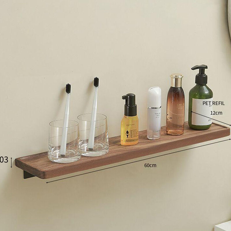 Orzechowe kreatywne solidne drewniana półka akcesoria łazienkowe montowane na ścianie Organizer do kuchni uchwyty do przechowywania na półki do toalety