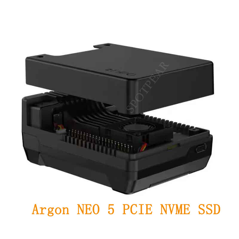 Funda para Raspberry Pi 5 Argon NEO 5 M.2 NVME PCIE Pi5, compatible con 2230, 2242, 2260, 2280