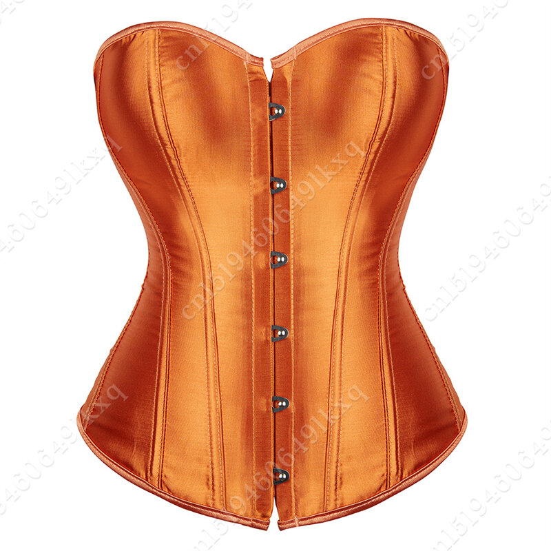 Corset Tops for Women Overbust Bustier Satin Sexy Lace up Corset Orange