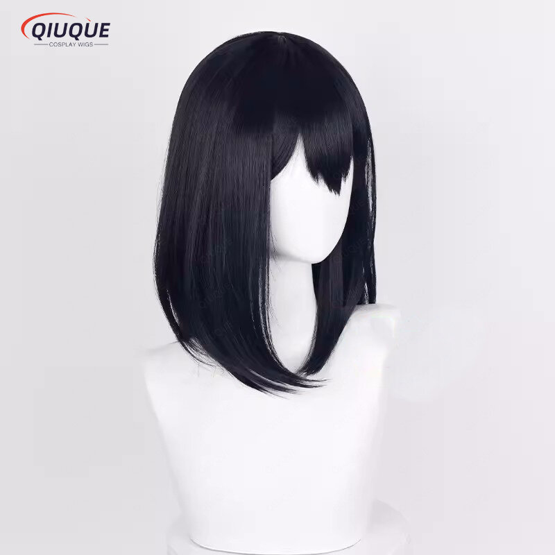 High Quality Shimizu Kiyoko Cosplay Wig 46cm Black Blue Heat Resistant Synthetic Anime Hair Party Wigs + Wig Cap