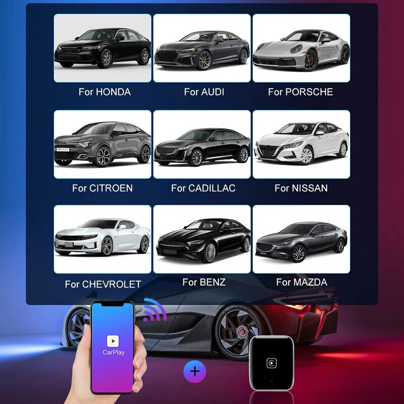 Przewodowy do bezprzewodowego CarPlay AI Box Car Smart Convert Android Auto Obsługa Netflix Youtube Dla Audi Toyota Audi VW Mercedes Subaru
