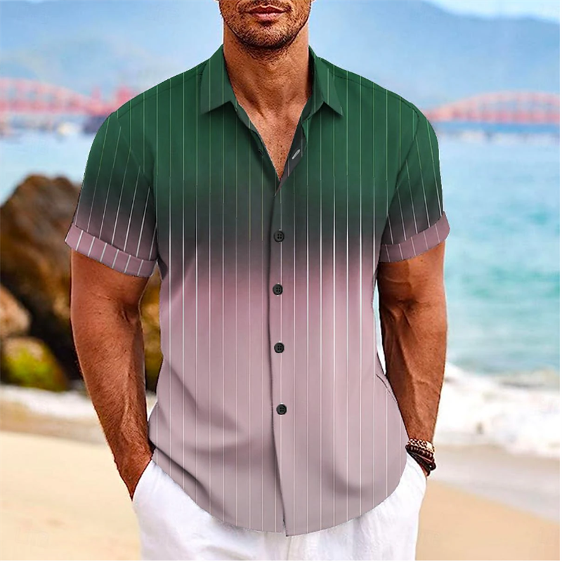 3-kleurige Overhemd Met Zomerprint Nieuw Herenoverhemd Met Korte Mouwen 2023 Casual Strandshirt Heren Oversized Shirt 6xl
