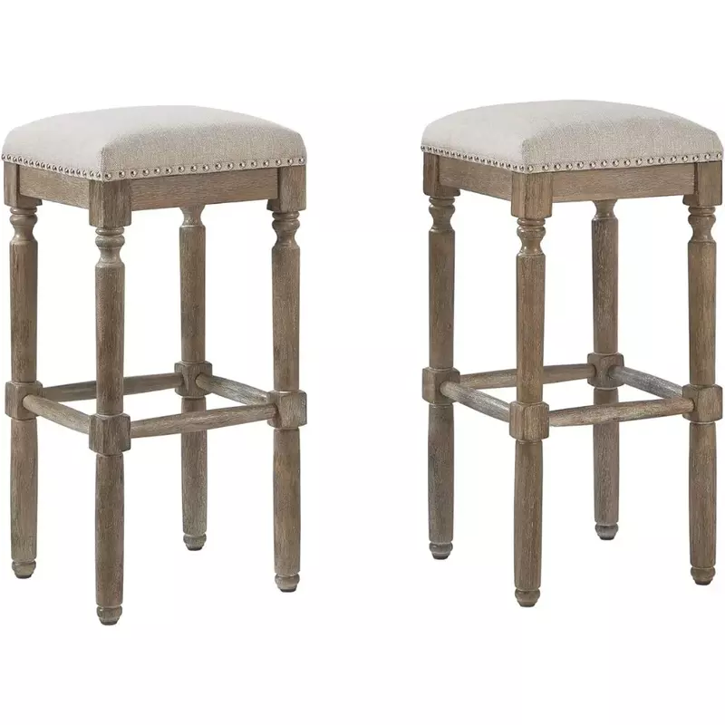 Барный стул, барный стул с обивкой, Погодоустойчивый Дубовый шпон, 30 дюймов, высокий, из ткани серо-серого цвета, набор из 2