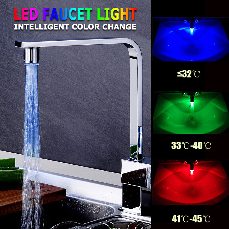 Grifo con luz LED que cambia de 3 colores, accesorio de cocina con Sensor de temperatura, adaptador Universal, para ducha con brillo de agua, novedad de 2022