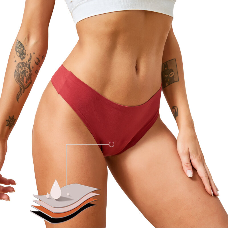 Physiological Underwear Low-waist Women's 4 Layer Leak Proof Briefs Seamless Bikinis Menstrual Cycle Absorbent Period Panties