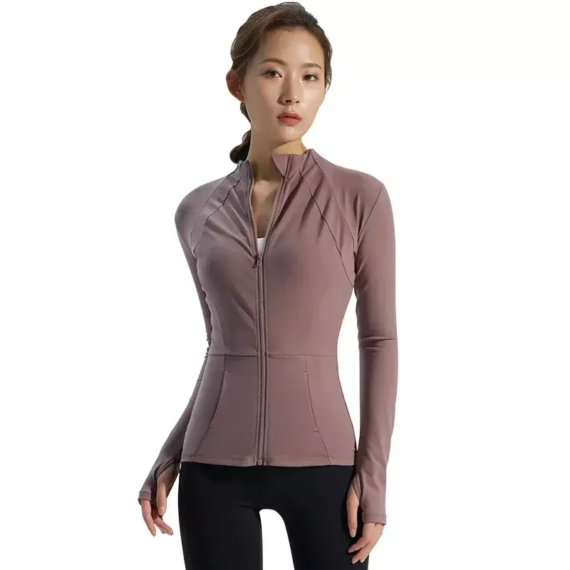 Spring New Yoga Clothes Women's Jacket Stand-up Collar Zipper Sports Slimming Quick-drying Slim Fitness Long Sleeves
