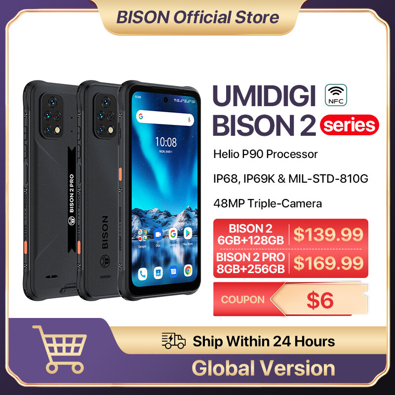 Umidigi Bison 2, Bizon 2 Pro Robuuste Android-Smartphone, Ontgrendeld Helio P90 6.5 ''Fhd 48 Mp Drievoudige Camera 6150 Mah Android 12