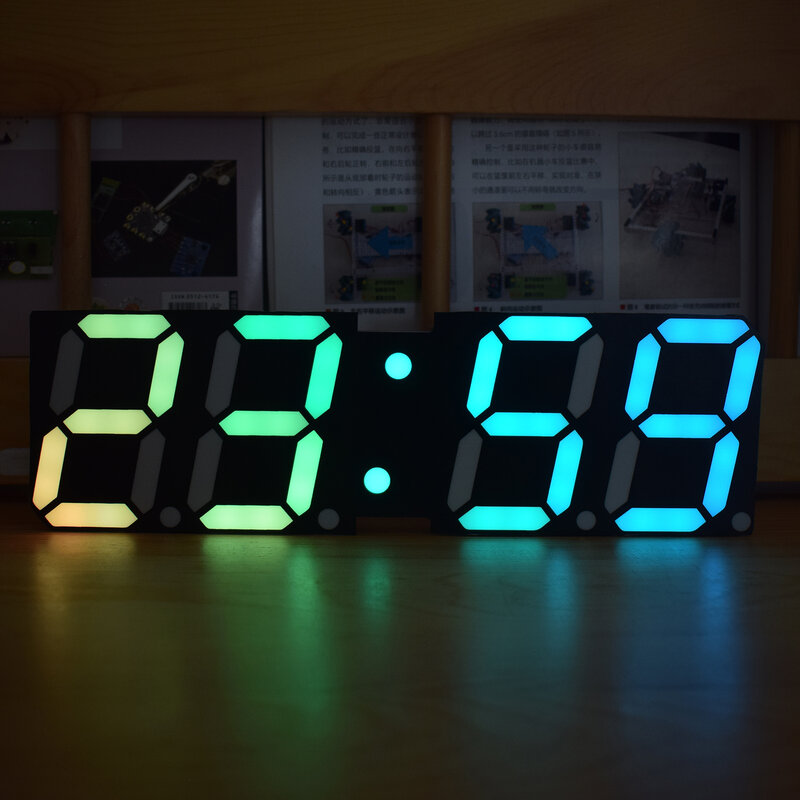 عالية السطوع LED حجم كبير الخط RGB قوس قزح اللون سطح المكتب أنبوب رقمي لتقوم بها بنفسك ساعة تنبيه الجدار الديكور غرفة المعيشة ساعة ليد