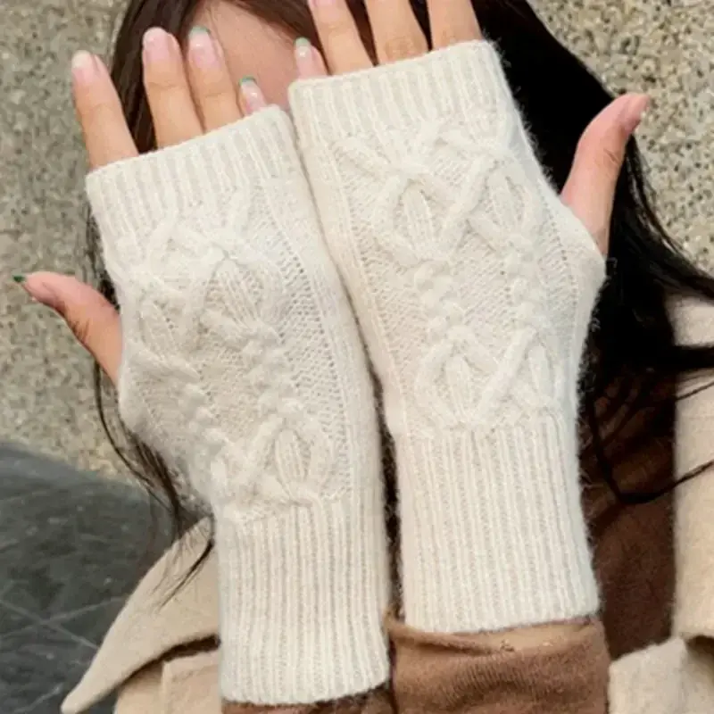 Женские зимние перчатки с открытыми пальцами, мягкие теплые шерстяные вязаные перчатки для рук, мягкие теплые перчатки с открытыми пальцами, унисекс перчатки