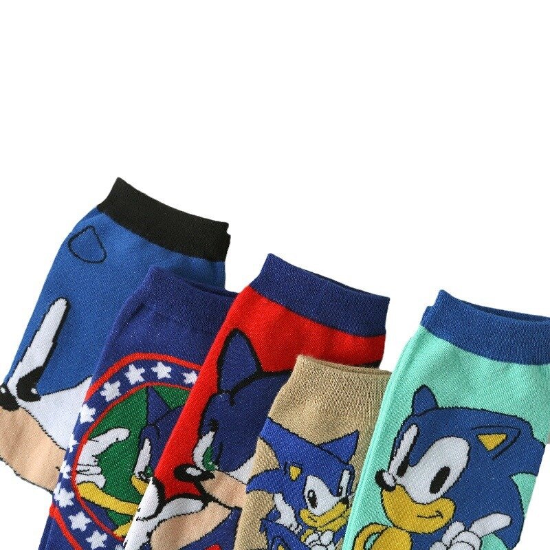 5 Types Random Anime Sonics Socks Cartoon Knitted Cotton 5 -8 Years Old Children's Socks Fashion Trend Tube Socks Direct Selling