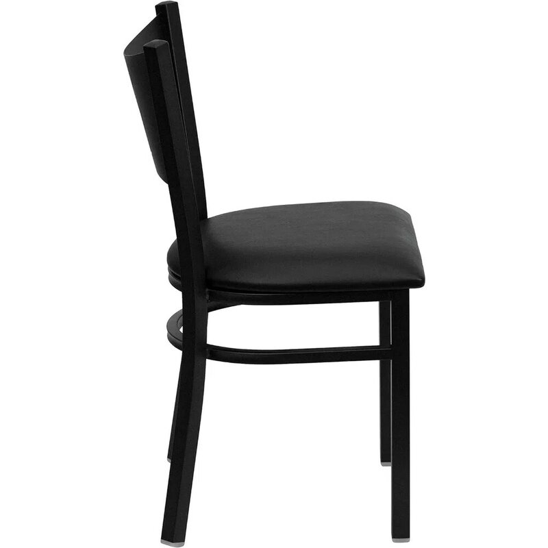 2 opakowania czarnej kawy tylna metalowa krzesło restauracyjne-czarne winylowe siedzisko do kawiarni