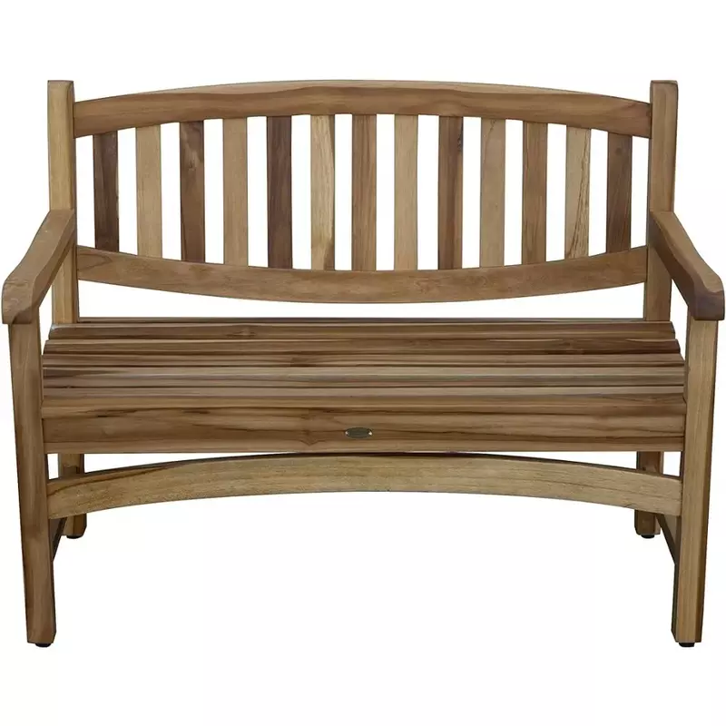 Kent Outdoor Bench  Wood Garden Bench Patio Bench with Armrests and Backrest, Yard Benches for Indoor and Outdoors- Natural Teak