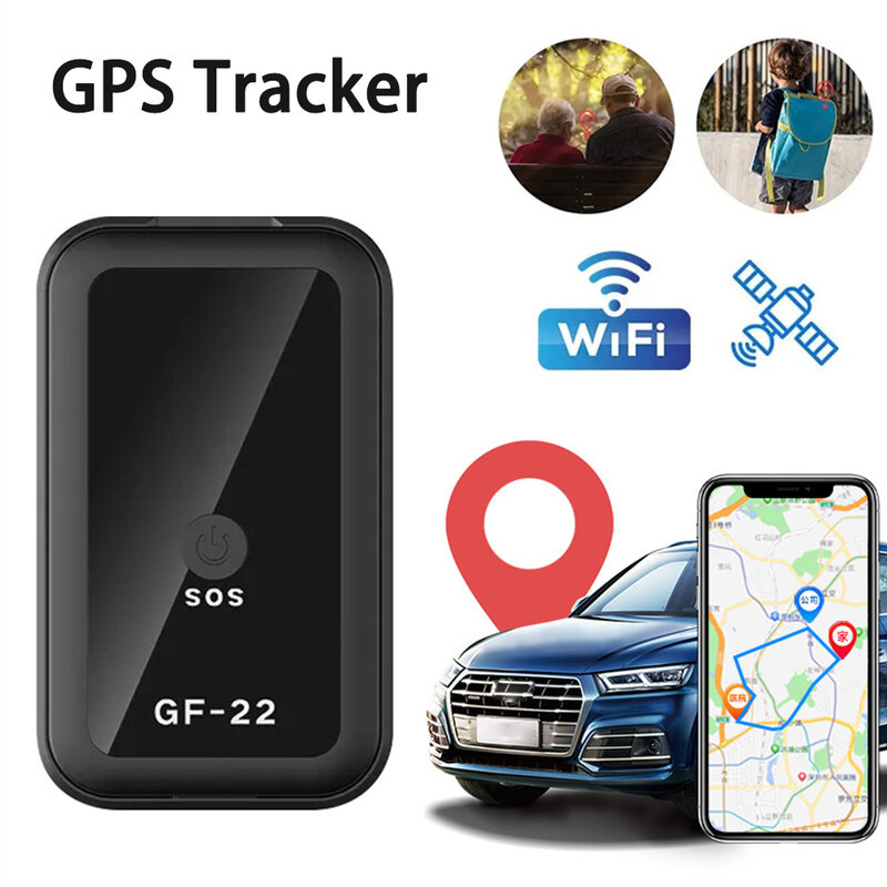 เครื่องติดตาม GPS แม่เหล็ก GF22ตัวบอกตำแหน่งจีพีเอสรถยนต์ขนาดเล็กอุปกรณ์ติดตามการบันทึกป้องกันการสูญหายโทรศัพท์ควบคุมด้วยเสียงผ่าน WiFi LBS