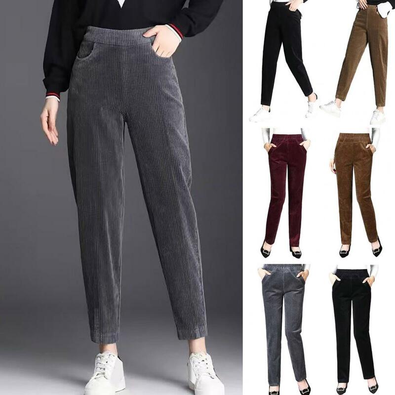 Pantalones pitillo gruesos de felpa para mujer, pana cálida, cintura alta, Otoño e Invierno