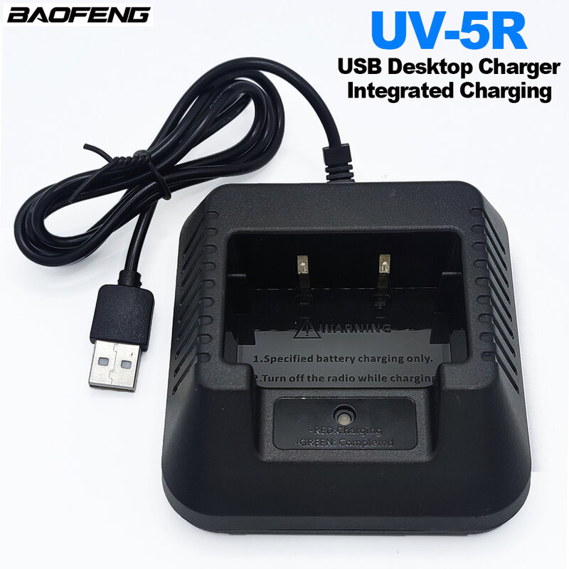 BAOFENG-UV-5R Walkie Talkie Charger, USB Desktop Charger, AD-CH5R, BF-UV5R, UV-5RA, UV-5RE, UV-5RT +, F8HP, carregamento integrado