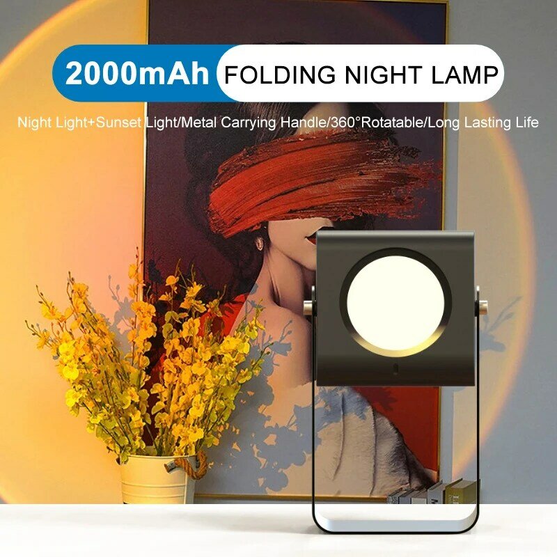 Складной сенсорный светодиодный ночник с регулируемой яркостью, 2000 мАч, перезаряжаемые атмосферные светильники на закате, украшение для дома, настольные лампы, подарок на день рождения