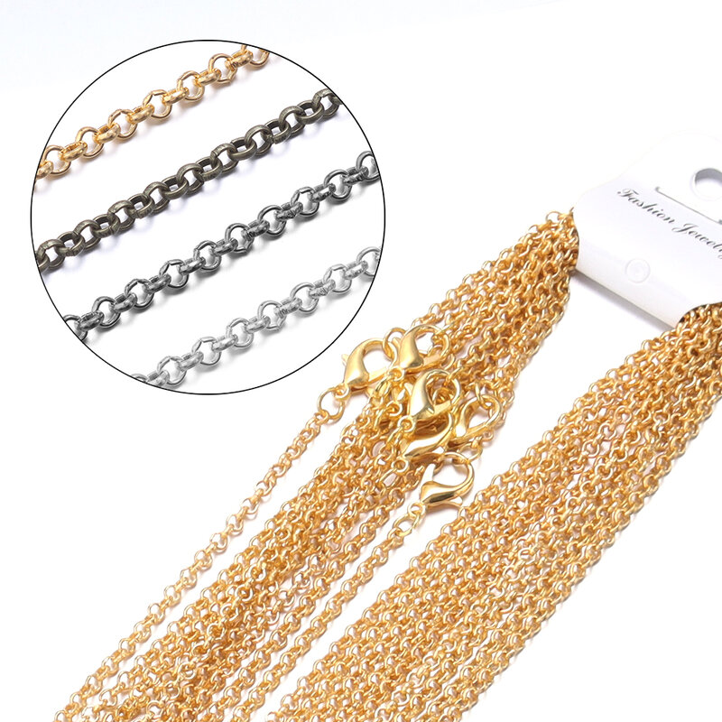 10pcs/lot 50/60cm O Style Necklace Chain Lobster Clasp Chain Metal Chain For Women Men DIY Jewelry Making  Handmade Accessories