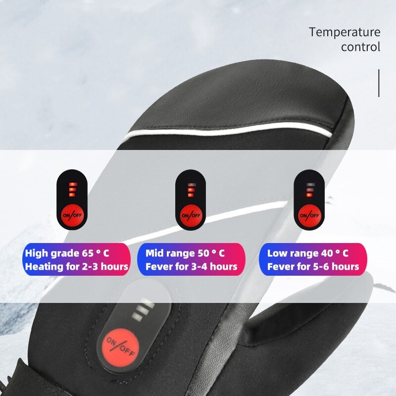 Перчатки с аккумулятором и подогревом, перчатки с электрическим подогревом для катания на лыжах, зимние женские и мужские термоперчатки с перезаряжаемой батареей, теплые перчатки для рук