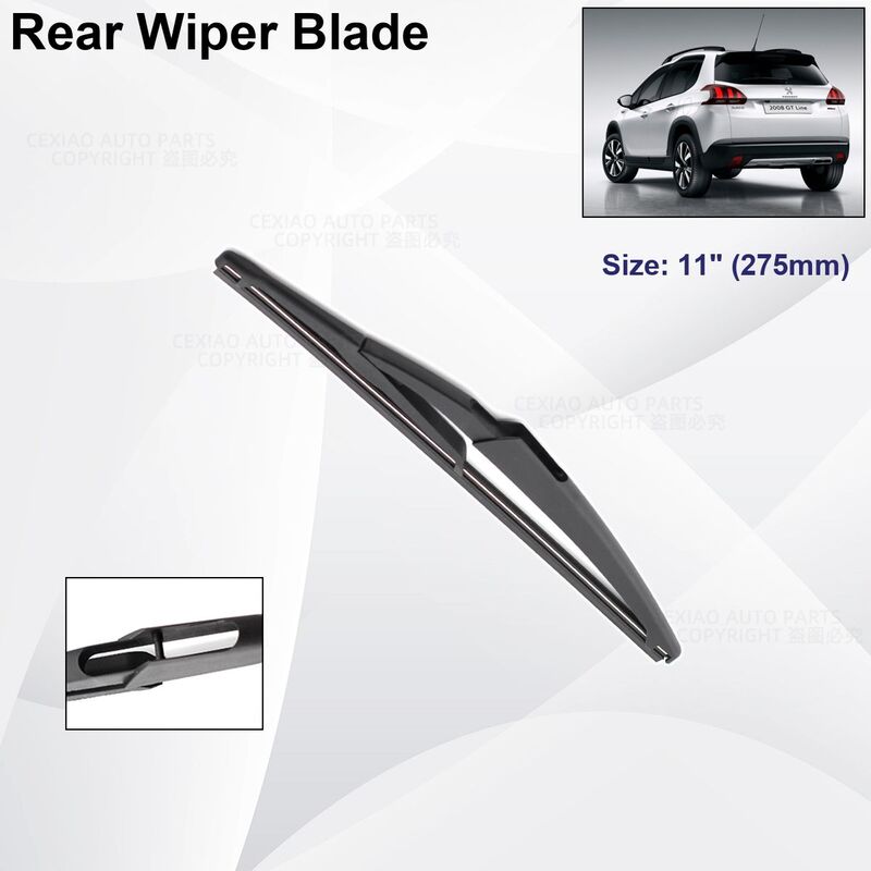 For Peugeot 2008 2013-2018 Car Front Rear Wiper Blades Soft Rubber Windscreen Wipers Auto Windshield 26"+16"+11" 2015 2016 2017