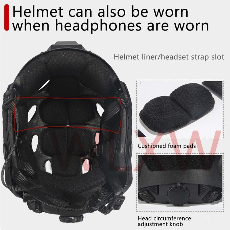 Fast SF Full Protection Tactical Helmet Set, Airsoft Headset, óculos de 3 lentes, máscara tática para Paintball, conjunto militar
