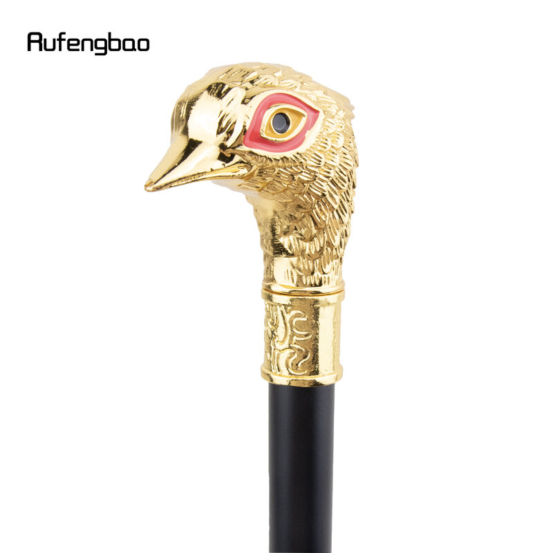Pássaro dourado cabeça animal vara decorativa, Olho vermelho, Elegante bengala Crochet, Cosplay de festa vintage, 93cm