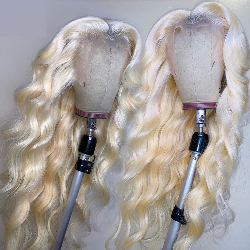 Perruque Lace Front Wig transparente Body Wave Blonde miel, perruque naturelle mixte, perruque de Cosplay pre-plucked pour femmes