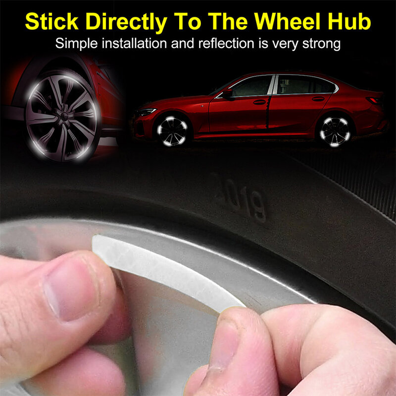 20PCS Car Wheel Hub riflettente Sticke Tire Rim strisce riflettenti per moto Car Night Driving Safety Car-Styling accessori